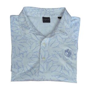 Dunning Golf White Blue Healy Performance Shirt Polo Short Sleeve Xlarge XL